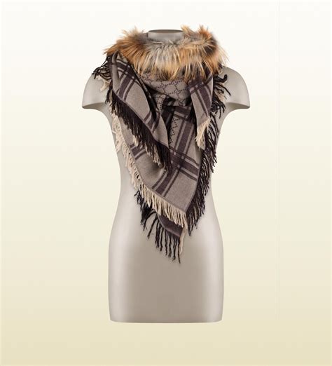 gucci shawl price|gucci scarves with fur trim.